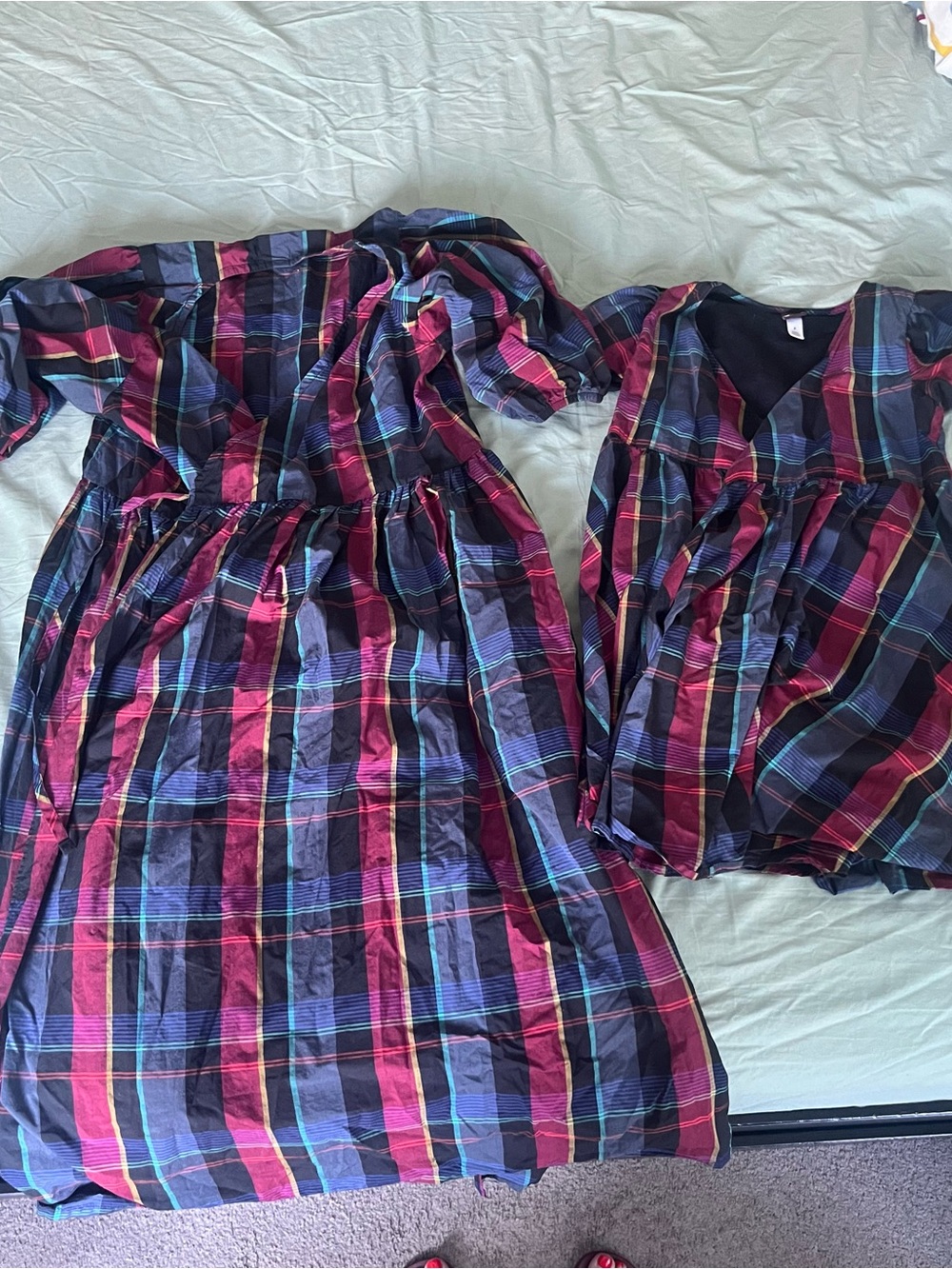 Family Plaid mommy and me wrap dresses